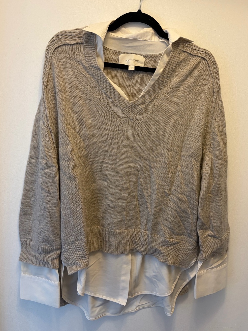 Brochu Walker The Looker Wool Cashmere Layered V Neck Sweater Womens M
